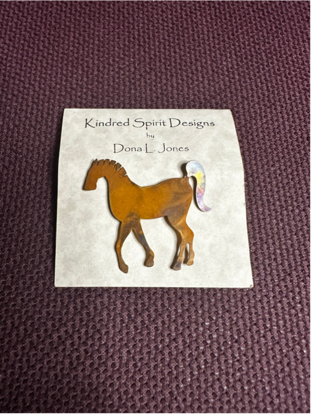 Kindred Spirit Designs Copper Multicolor Horse Brooch